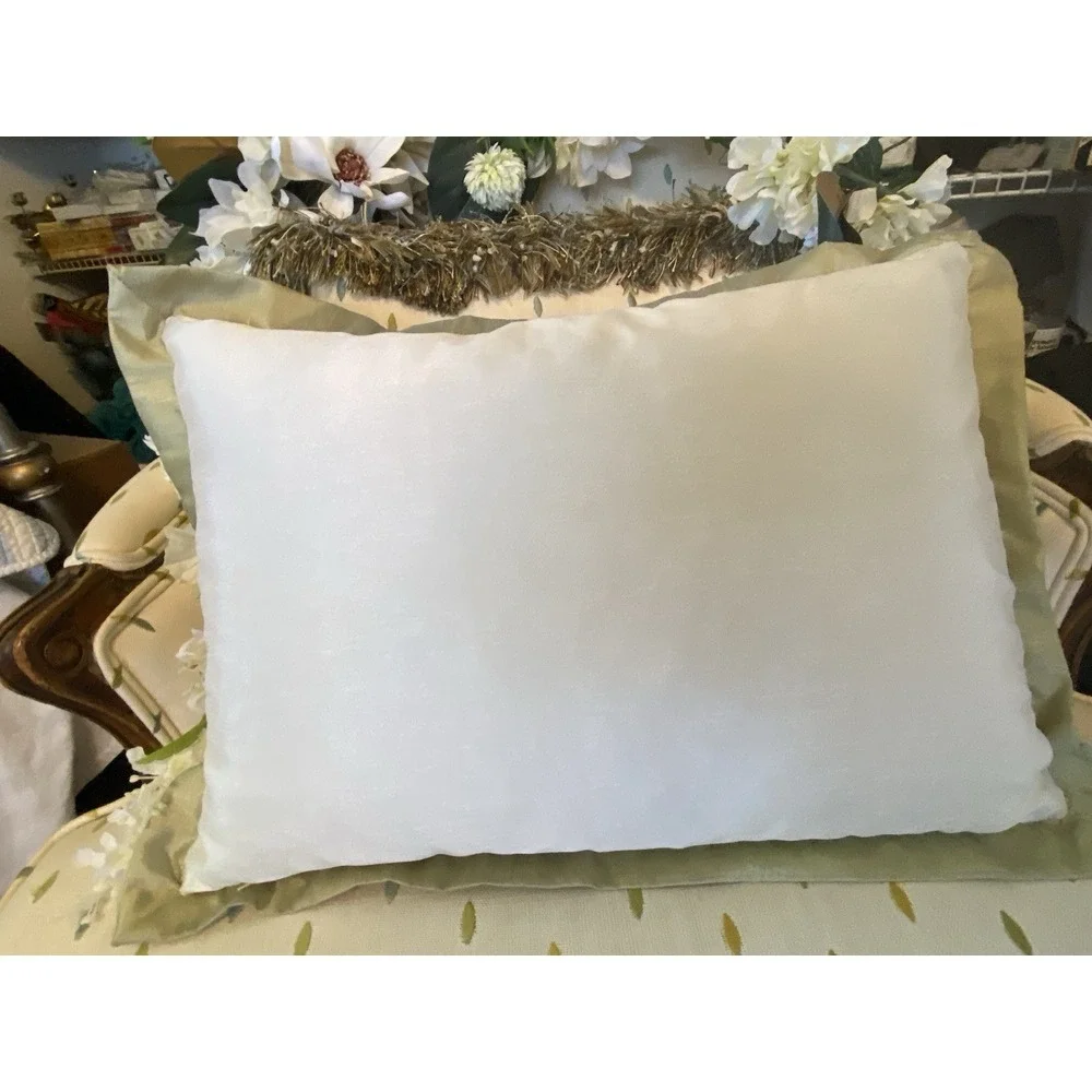 Vintage Blizzard Plush Decorative Bird Pillow Silk Satin Trim Zipper w‎ Insert